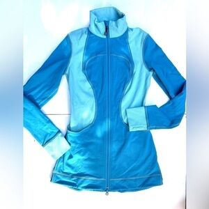Lululemon Zip Down Slit Back Blue Jacket Shirt Womens Size 4 Stretch define